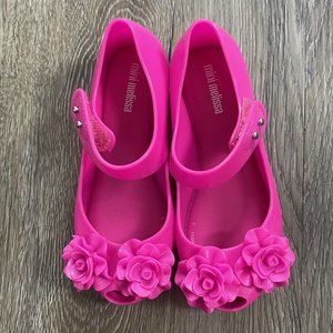 Mini Melissa - Girls Pink Flower Jelly Shoes